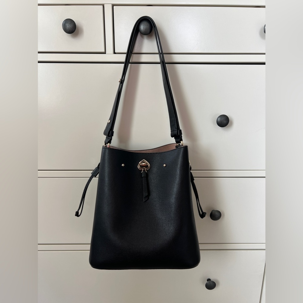 Kate spade black leather bucket bag